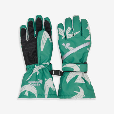 Ski Gloves Green Bird